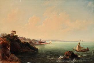 Carlo Brioschi, Felsküste und Segelboote, 1853, Öl auf Leinwand, 41 x 60 cm, Belvedere, Wien, I ...