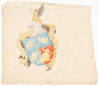 Franz von Matsch, Entwurf für ein Familienwappen, 1912, Bleistift, Aquarell, 35,5 x 41,2 cm, Be ...