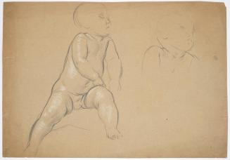 Franz von Matsch, Kinderaktstudie, um 1882, Bleistift, weiß gehöht, 29,4 x 42,4 cm, Belvedere,  ...