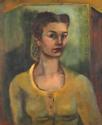 Margarete Hamerschlag, Selbstportät in Gelb, um 1948, Öl auf Leinwand, 61,3 × 51,2 cm, Belveder ...