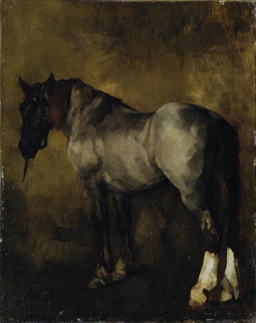 Carl Schuch, Pferdestudie, undatiert, Öl auf Leinwand, 52 x 41 cm, Belvedere, Wien, Inv.-Nr. 13 ...