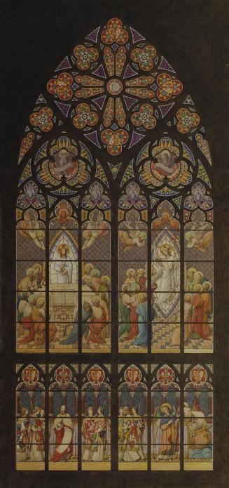 Eduard Jakob von Steinle, Entwurf für ein Glasfenster der Votivkirche in Wien, 1875, Aquarell a ...