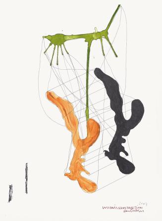 Lois Weinberger, Wildniskonstruktion, 2007, Tusche, Aquarell auf Papier, 42 × 29,7 cm, Belveder ...