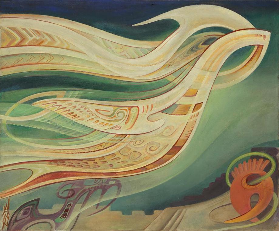 Louise Janin, Envol, 1955, Öl auf Leinwand, 38 × 46 cm, Dauerleihgabe von Silard Isaak, Sammlun ...