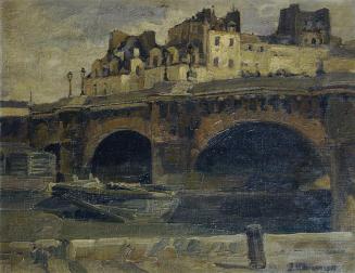 Julius Ullmann, 1907, Pariser Landschaft mit Pont Neuf, Öl auf Leinwand, Rahmenmaße: 50 x 60 x  ...