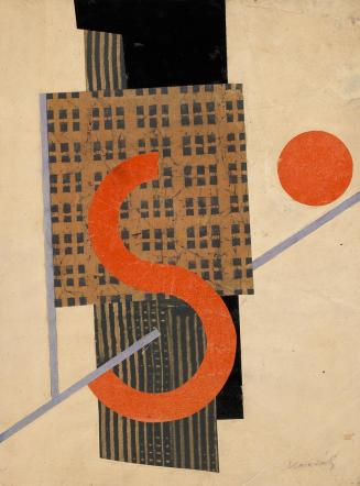 Lajos Kassak, Das rote "S", 1923, Collage auf Papier, 40 × 29,5 cm, Dauerleihgabe von Silard Is ...