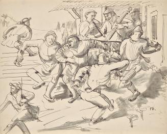 Franz Barwig, Tanzende Bauern, um 1919, Tusche, laviert auf Papier, 34 × 41,8 cm, Belvedere, Wi ...