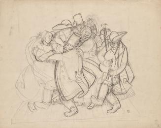 Franz Barwig, Tanzende Bauern, 1919, Schwarze Kreide auf Papier, 38,5 × 48,8 cm, Belvedere, Wie ...