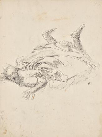 Franz Barwig, Gestürzte Frau, um 1919, Schwarze Kreide auf Papier, 38,5 × 48,8 cm, Belvedere, W ...