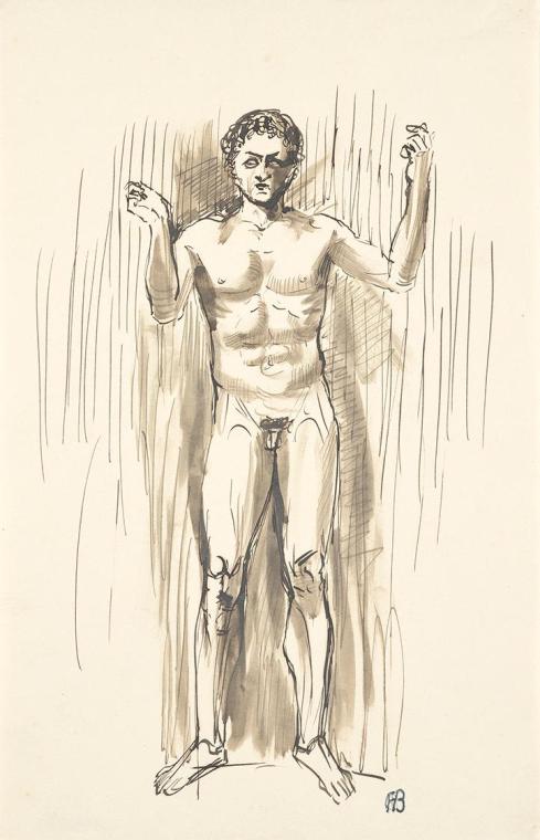 Franz Barwig, Entwurf zum Redner, um 1921, Tusche, laviert auf Papier, 30,2 × 19,5 cm, Belveder ...