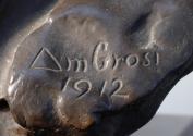 Gustinus Ambrosi, Anton Wildgans, Detail: Bezeichnung, 1912, Bronze auf Serpentin-Postament, H: ...