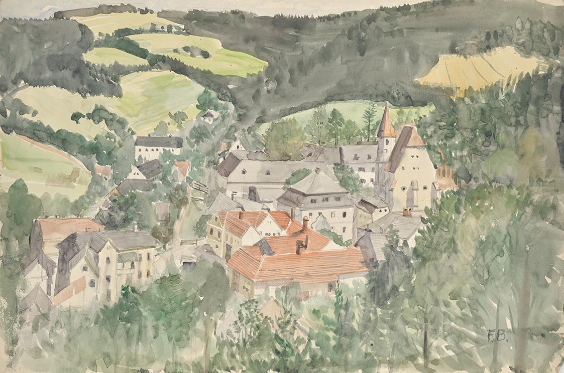 Franz Barwig, Dorflandschaft, um 1910/1920, Aquarell auf Papier, 31,7 × 47,5 cm, Belvedere, Wie ...