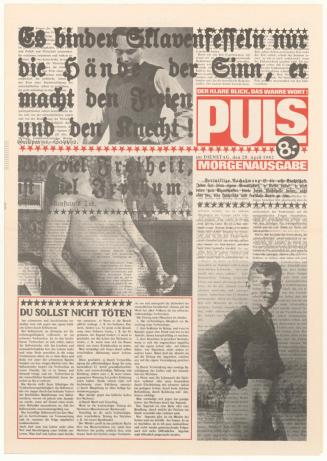 Erwin Puls, PULS – DER KLARE BLICK, DAS WAHRE WORT!, 20.4.1982, Offset-Druck auf Papier, 48,9 × ...
