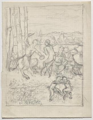 Franz von Matsch, Tanz der Faune, 1936, Bleistift auf gerastertem Papier, 29,7 x 23 cm, Belvede ...