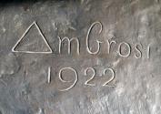 Gustinus Ambrosi, Kain, Detail: Bezeichnung, 1922, Bronze auf Marmor-Postament, H: 228 cm, Belv ...