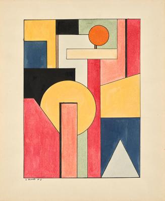 Lajos Kassak, Komposition, 1921, Tinte auf Papier, 31,5 × 26 cm, Dauerleihgabe von Silard Isaak ...