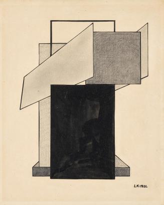 Lajos Kassak, Bildarchitektur, 1922, Bleistift, Tinte auf Papier, 28,3 × 22,8 cm, Dauerleihgabe ...
