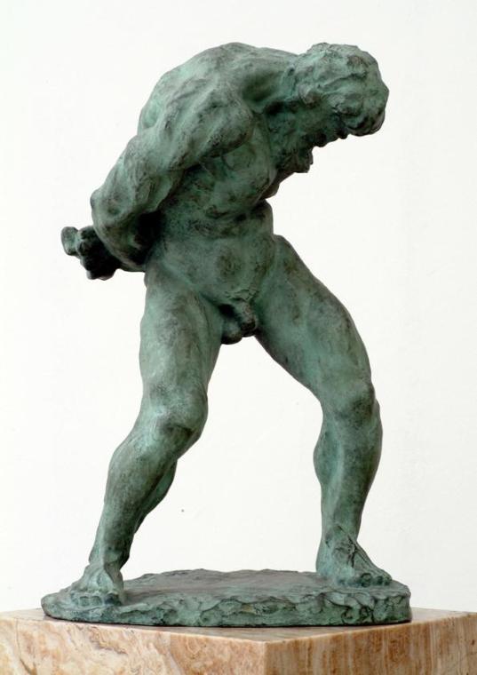 Gustinus Ambrosi, Der Gefesselte, 1913, Bronze auf Onyx/ Serpentin-Postament, H: 54 cm, Belvede ...