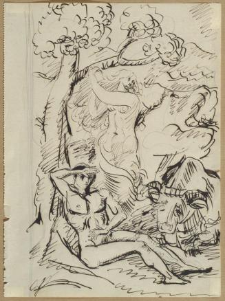 Georg Merkel, Bibelszene Adam und Eva, undatiert, Tusche auf Papier, 22 x 16 cm, Belvedere, Wie ...
