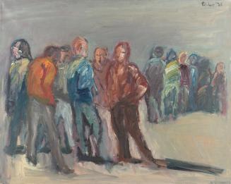 Georg Eisler, Die Arbeitslosen, 1975, Öl auf Leinwand, Keilrahmen: 80 × 100 × 3 cm, Belvedere,  ...