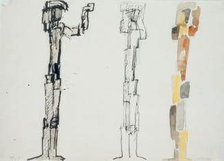 Fritz Wotruba, Drei stehende Figuren, 1960, Bleistift, Tusche, Feder, Aquarell auf Papier, Blat ...