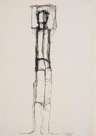 Fritz Wotruba, Stehende Figur, 1958, Tusche, Feder auf Papier, Blattmaße: 41,5 × 29,7 cm, Belve ...
