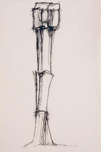 Fritz Wotruba, Stehende Figur, 1958, Tusche mit Feder auf Papier, Blattmaße: 42 × 28,3 cm, Belv ...