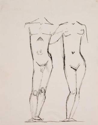 Fritz Wotruba, Figurenpaar, 1937, Tusche, Feder auf Papier auf Trägerpapier, Blattmaße: 29,8 ×  ...
