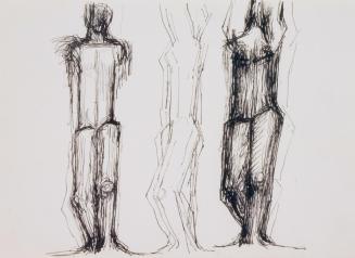 Fritz Wotruba, Drei Figuren, 1974–1975, Tusche, Feder auf Papier, Blattmaße: 24 × 33,5 cm, Belv ...