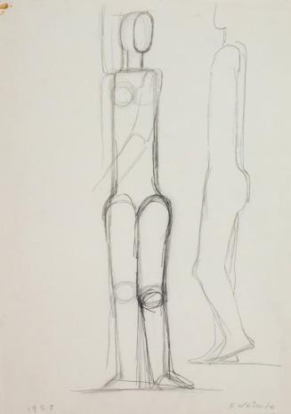 Fritz Wotruba, Zwei Figuren, 1957, Bleistift auf Papier, Blattmaße: 42 × 29,8 cm, Belvedere, Wi ...