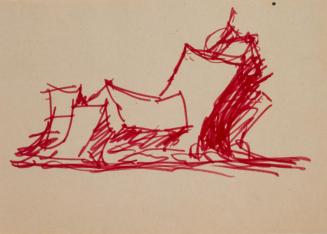 Fritz Wotruba, Liegende Figur, 1970–1972, Roter Filzstift auf Papier, Blattmaße: 14,7 × 20,6 cm ...