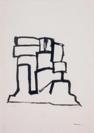 Fritz Wotruba, Figur im Block, 1959, Tusche, Pinsel auf Papier, Blattmaße: 42 × 29,8 cm, Belved ...