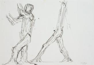 Fritz Wotruba, Zwei gehende Figuren, 1971, Tusche, Feder auf Papier, Blattmaße: 34 × 49 cm, Bel ...