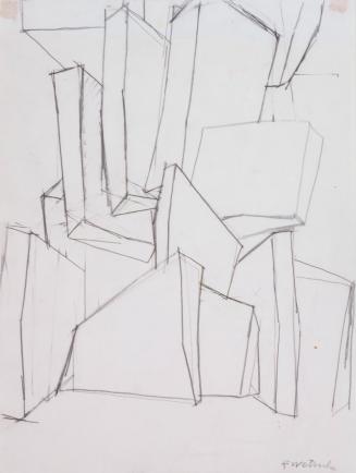 Fritz Wotruba, Skizze zu einer Architektur, 1966, Bleistift auf Papier, Blattmaße: 39,8 × 30 cm ...