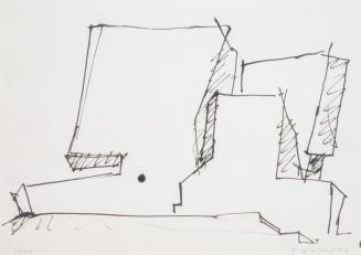 Fritz Wotruba, Plastische Architektur (Skizze), 1966, Tusch, Feder auf Papier, Blattmaße: 29,7  ...