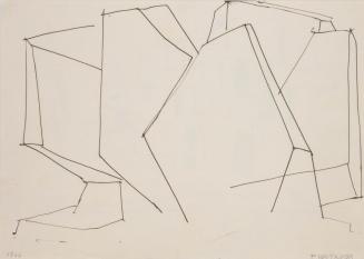 Fritz Wotruba, Skizze zu einer Architektur, 1966, Tusche, Feder auf Papier, Blattmaße: 29,7 × 4 ...