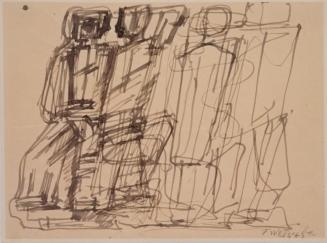 Fritz Wotruba, Gruppe, 1951, Tusche, Feder auf Papier auf Trägerpapier, Blattmaße: 21,6 × 29 cm ...