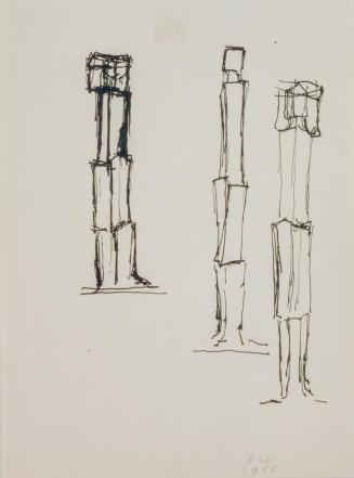 Fritz Wotruba, Drei Figuren, 1958, Tusche, Feder auf Papier, Blattmaße: 28,3 × 20,8 cm, Belvede ...