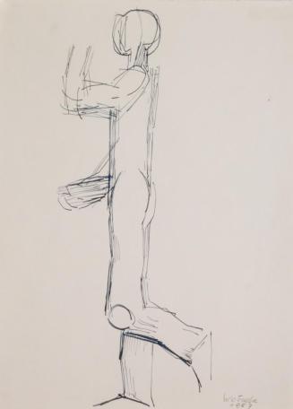 Fritz Wotruba, Gehende Figur, 1957, Tinte, Feder auf Papier, Blattmaße: 28,3 × 20,8 cm, Belvede ...