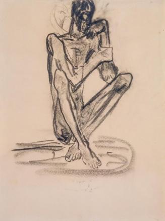 Fritz Wotruba, Hockender Jüngling, 1930, Graphitstift auf Papier, Blattmaße: 39,5 × 29,5 cm, Be ...