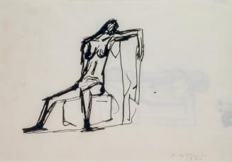 Fritz Wotruba, Sitzende, 1944, Tusche, Feder auf Papier, Blattmaße: 21 × 29,8 cm, Belvedere, Wi ...