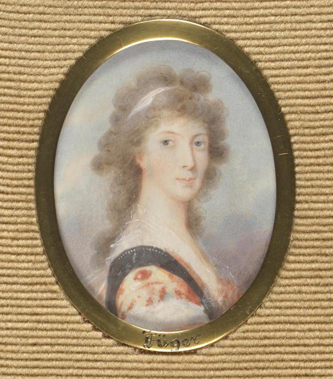 Friedrich Heinrich Füger, Bildnis einer Dame, um 1800, Elfenbein, 6,3 × 5 cm, Schenkung Sammlun ...