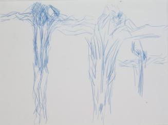 Fritz Wotruba, Studien für ein Kreuz, 1969, Blauer Bunststift auf Papier, 30 × 40 cm, Belvedere ...