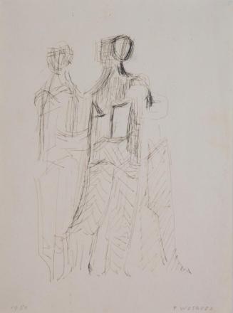 Fritz Wotruba, Zwei Figuren, 1950, Tusche mit Feder auf Papier, Blattmaße: 28,5 × 21,1 cm, Belv ...