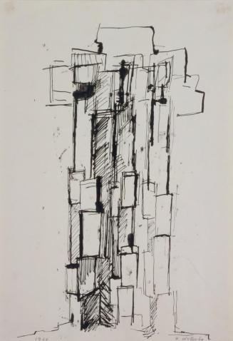 Fritz Wotruba, Figur, 1960, Tusche mit Feder und Pinsel auf Papier, Blattmaße: 41,8 × 28,9 cm,  ...