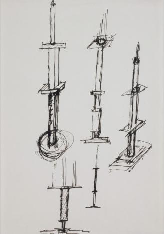 Fritz Wotruba, Skizzen für Kerzenleuchter, 1966, Tusche mit Feder auf Papier, Blattmaße: 41,7 × ...