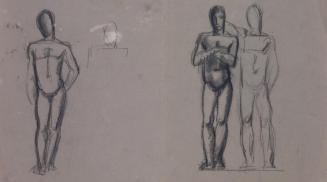 Fritz Wotruba, Drei Figuren, undatiert, Kohlenstift und Bleistift auf Papier
, Blattmaße: 35,2 ...