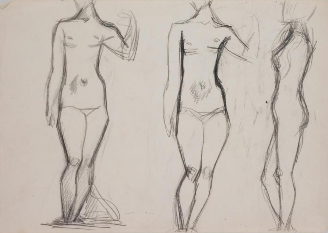 Fritz Wotruba, Drei weibliche Figuren, 1936/37, Bleistift auf Papier, Blattmaße: 29,8 × 42,2 cm ...
