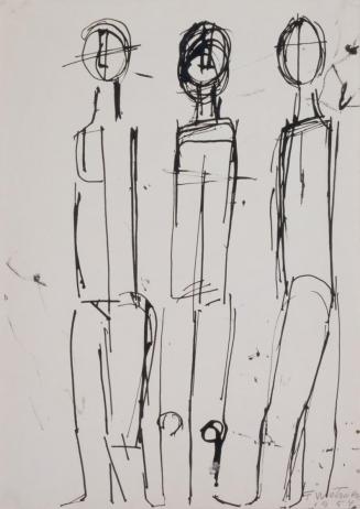 Fritz Wotruba, Drei Figuren, 1954, Tusche mit Feder auf Papier, Blattmaße: 42 × 29,7 cm, Belved ...