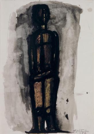 Fritz Wotruba, Figur, 1953, Tusche mit Feder, Aquarell auf Papier, Blattmaße: 41,9 × 29,6 cm, B ...